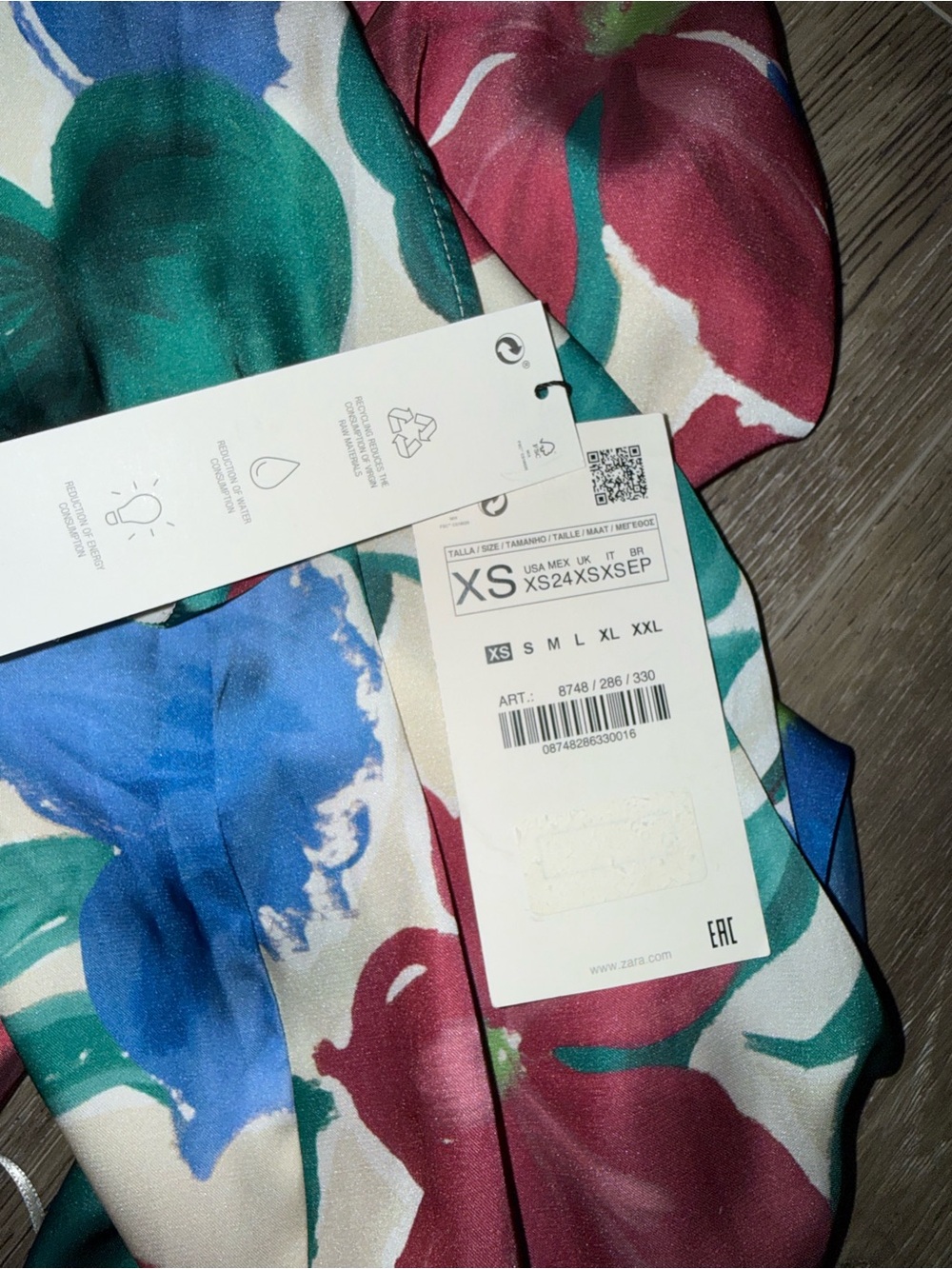 NWT Zara Cream Wide-Leg Jumpsuit with Blue, Pink & Green Floral Print - Picture 12 of 13